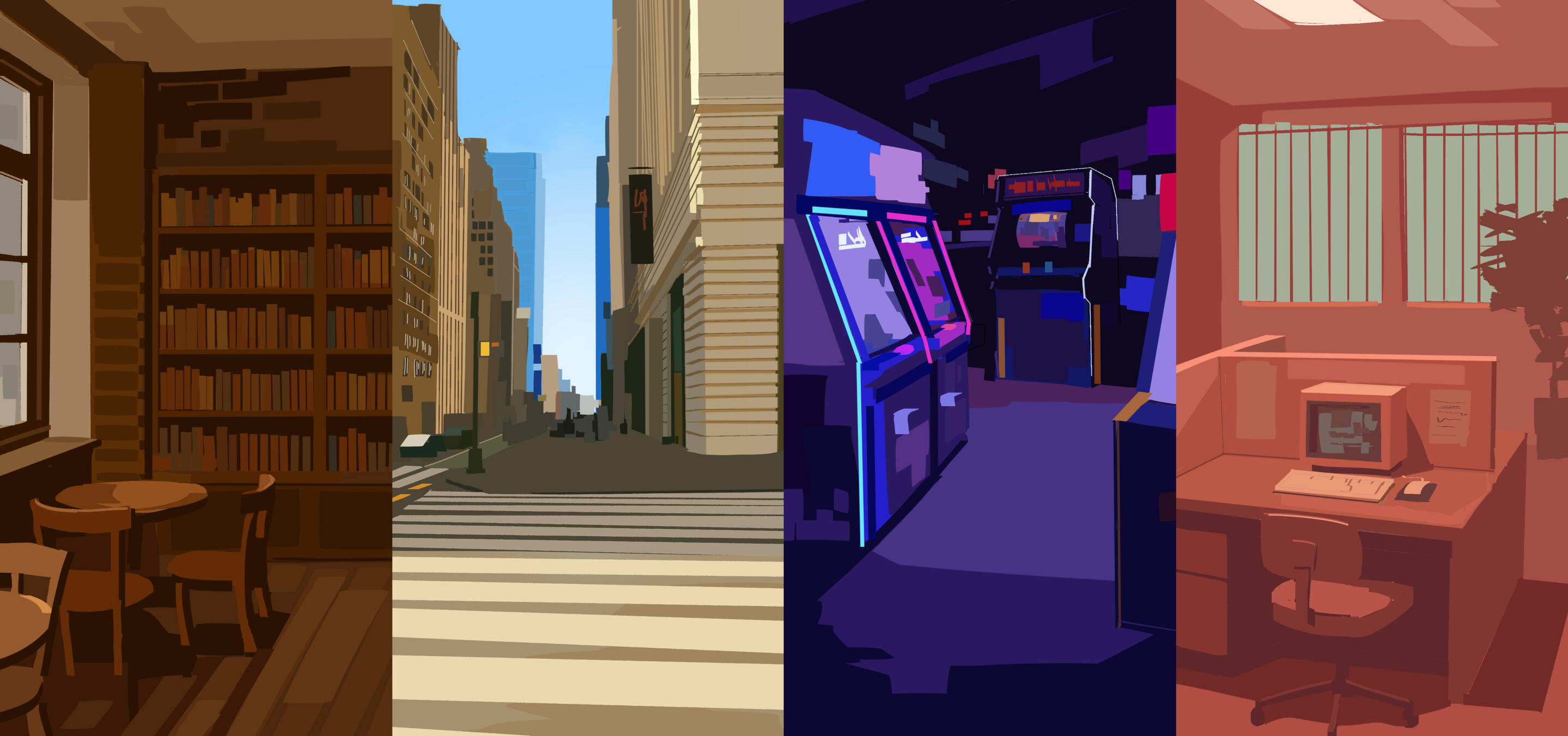 Backgrounds for Heaven Is an Office mobile game